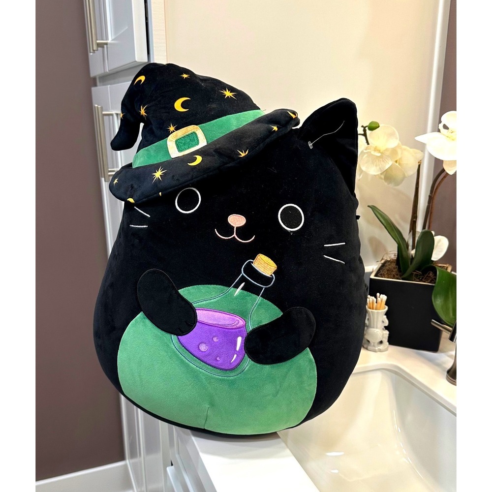Squishmallows Cleo Black Cat Witch Hat Potion Halloween Plush 18 inch